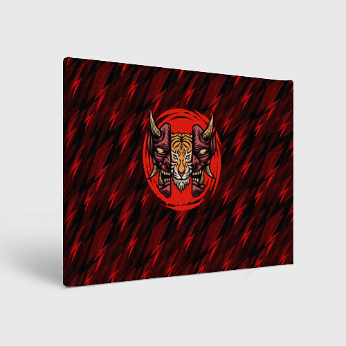 Картина прямоугольная Тигр в маске самурая / 3D-принт – фото 1