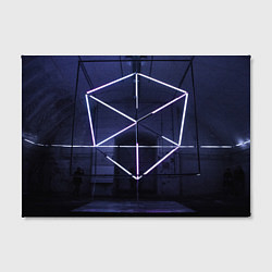 Холст прямоугольный Неоновый прерывистый куб во тьме - Фиолетовый, цвет: 3D-принт — фото 2