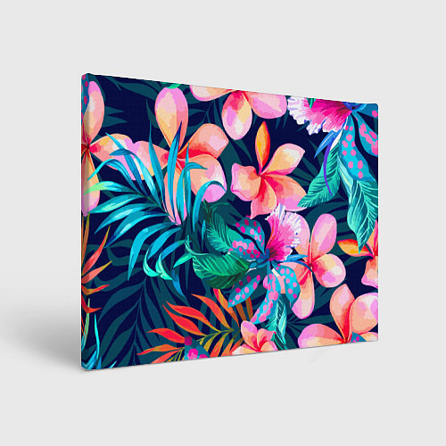 Картина прямоугольная Яркие тропические цветы Лето / 3D-принт – фото 1
