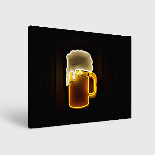 Картина прямоугольная Неоновое пиво - Жёлтый / 3D-принт – фото 1