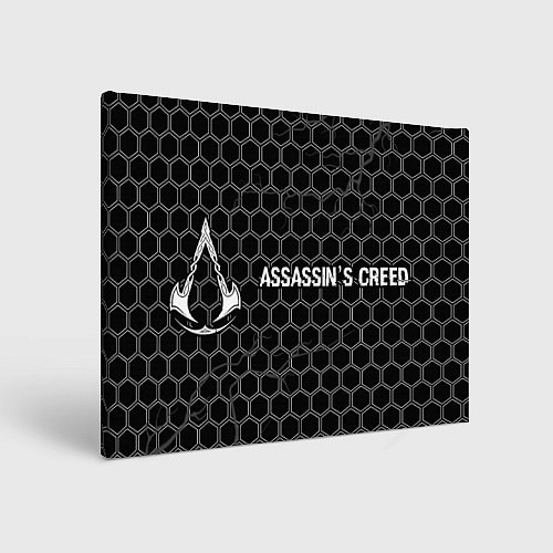 Картина прямоугольная Assassins Creed Logo Glitch на темном фоне / 3D-принт – фото 1
