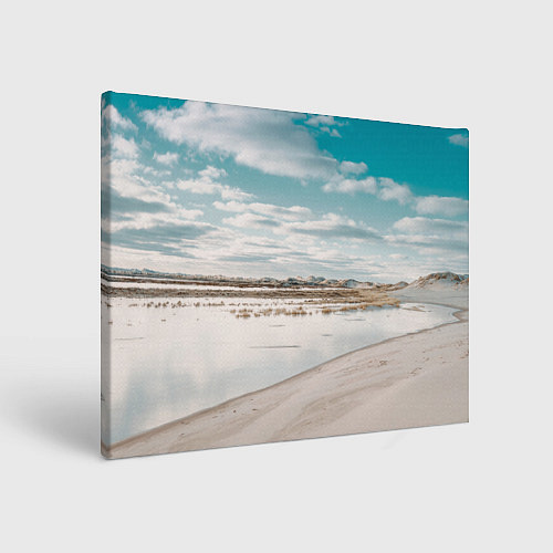 Картина прямоугольная Песочный пляж и водоём - Белый / 3D-принт – фото 1