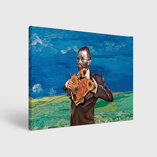 Картина прямоугольная Ван Гог портрет с Подсолнухами / 3D-принт – фото 1