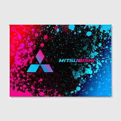 Холст прямоугольный Mitsubishi - neon gradient: надпись и символ, цвет: 3D-принт — фото 2