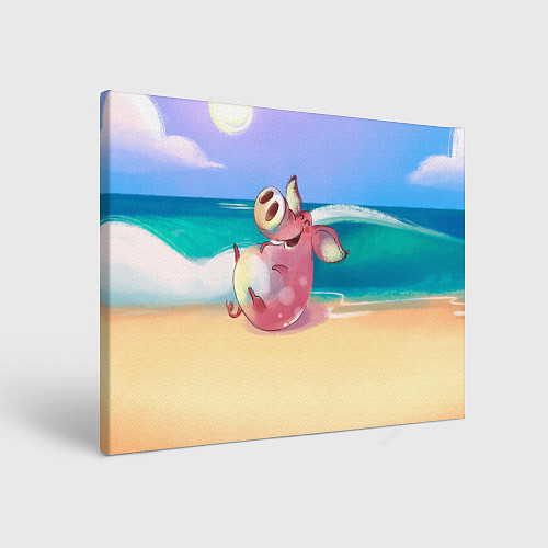 Картина прямоугольная Свинка на пляже хохочет / 3D-принт – фото 1