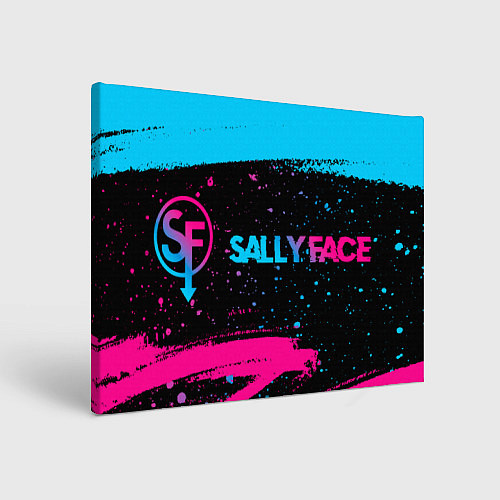 Картина прямоугольная Sally Face - neon gradient: надпись и символ / 3D-принт – фото 1