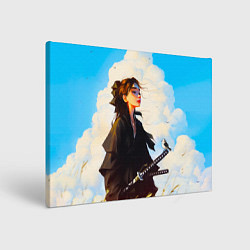 Картина прямоугольная Девушка самурай и облака