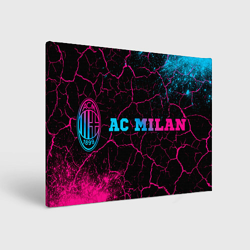 Картина прямоугольная AC Milan - neon gradient: надпись и символ / 3D-принт – фото 1