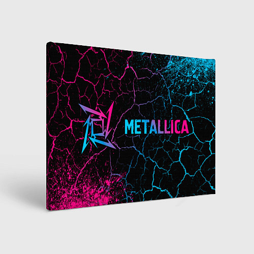 Картина прямоугольная Metallica - neon gradient: надпись и символ / 3D-принт – фото 1