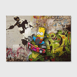 Холст прямоугольный Скейтбордист Барт Симпсон на фоне граффити, цвет: 3D-принт — фото 2