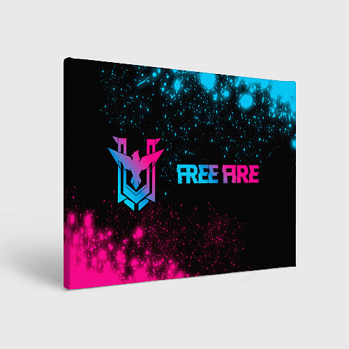 Картина прямоугольная Free Fire - neon gradient: надпись и символ / 3D-принт – фото 1