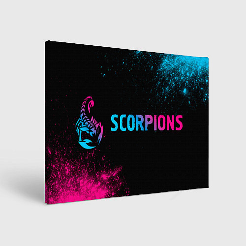 Картина прямоугольная Scorpions - neon gradient: надпись и символ / 3D-принт – фото 1