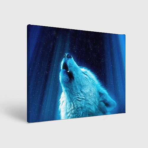 Картина прямоугольная Волк воет ну зимнее ночное небо / 3D-принт – фото 1