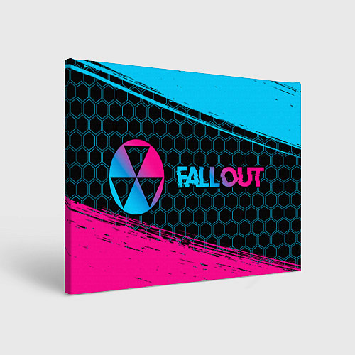 Картина прямоугольная Fallout - neon gradient: надпись и символ / 3D-принт – фото 1