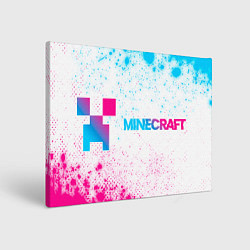 Холст прямоугольный Minecraft neon gradient style: надпись и символ, цвет: 3D-принт