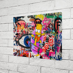 Холст прямоугольный Скейтбордист Барт Симпсон на фоне стены с граффити, цвет: 3D-принт — фото 2