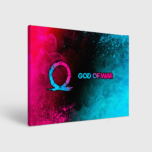 Картина прямоугольная God of War - neon gradient: надпись и символ / 3D-принт – фото 1