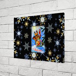 Холст прямоугольный Новый год белка и пакет с подарками, цвет: 3D-принт — фото 2