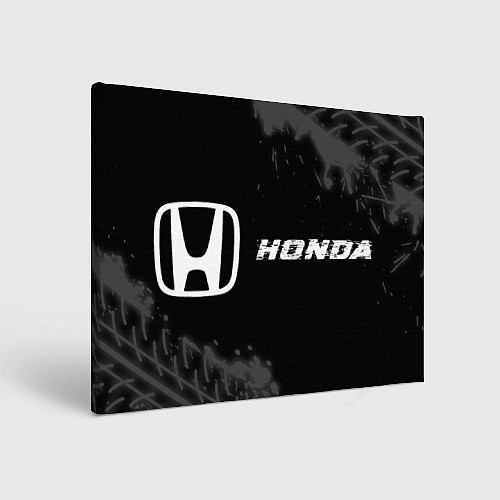 Картина прямоугольная Honda speed на темном фоне со следами шин: надпись / 3D-принт – фото 1