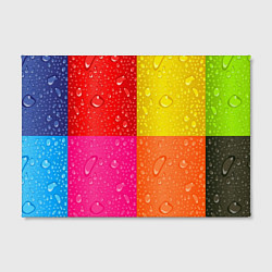 Холст прямоугольный Капли дождя на цветных подложках - паттерн, цвет: 3D-принт — фото 2