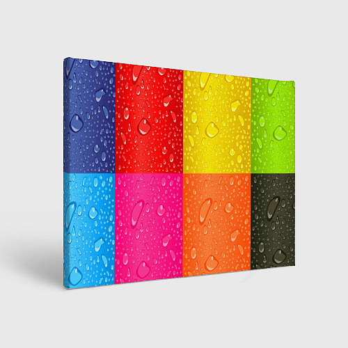 Картина прямоугольная Капли дождя на цветных подложках - паттерн / 3D-принт – фото 1