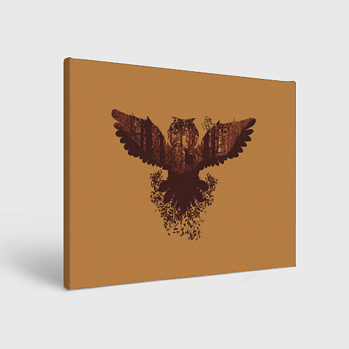 Картина прямоугольная Летящая сова и осенний лес / 3D-принт – фото 1