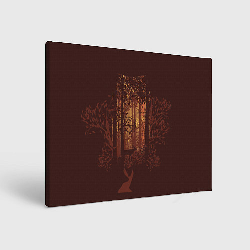 Картина прямоугольная Осенний лес внутри силуэта совы / 3D-принт – фото 1