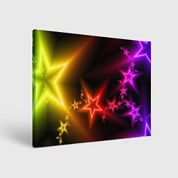 Холст прямоугольный Звёзды с неоновым свечением, цвет: 3D-принт