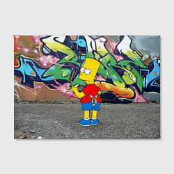 Холст прямоугольный Хулиган Барт Симпсон на фоне стены с граффити, цвет: 3D-принт — фото 2