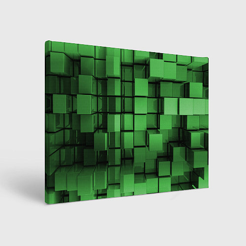 Картина прямоугольная Киберпанк броня - Зелёный металлические кубы / 3D-принт – фото 1