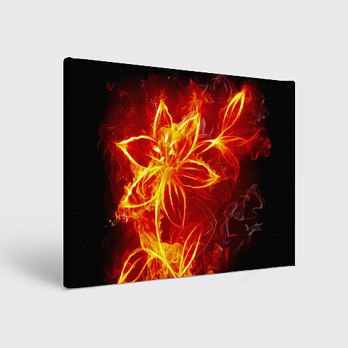 Картина прямоугольная Цветок из огня на чёрном фоне / 3D-принт – фото 1