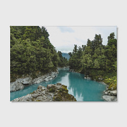 Холст прямоугольный Река, лес и скалы, цвет: 3D-принт — фото 2