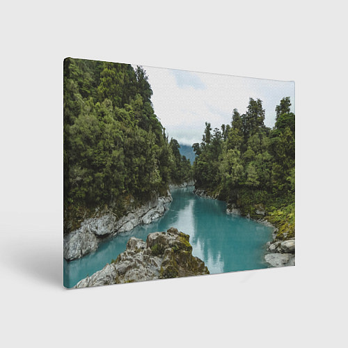 Картина прямоугольная Река, лес и скалы / 3D-принт – фото 1
