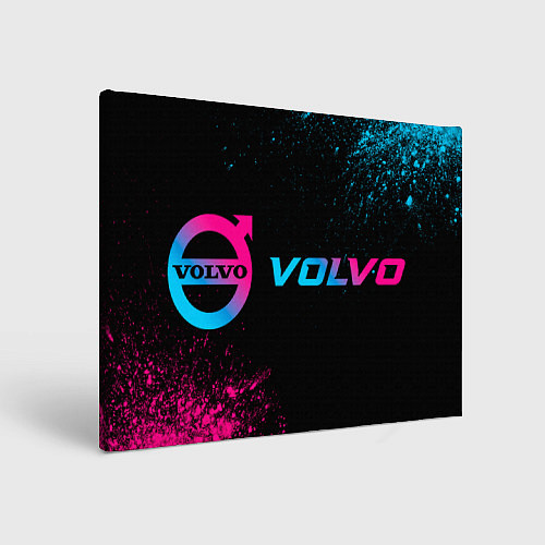 Картина прямоугольная Volvo - neon gradient: надпись и символ / 3D-принт – фото 1