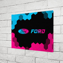 Холст прямоугольный Ford - neon gradient: надпись и символ, цвет: 3D-принт — фото 2