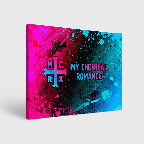 Картина прямоугольная My Chemical Romance - neon gradient: надпись и сим / 3D-принт – фото 1