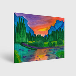 Холст прямоугольный Закат на реке, цвет: 3D-принт