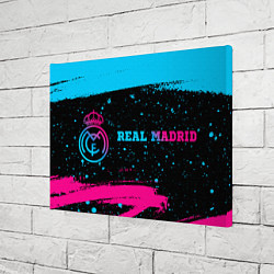 Холст прямоугольный Real Madrid - neon gradient: надпись и символ, цвет: 3D-принт — фото 2
