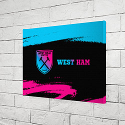 Холст прямоугольный West Ham - neon gradient: надпись и символ, цвет: 3D-принт — фото 2
