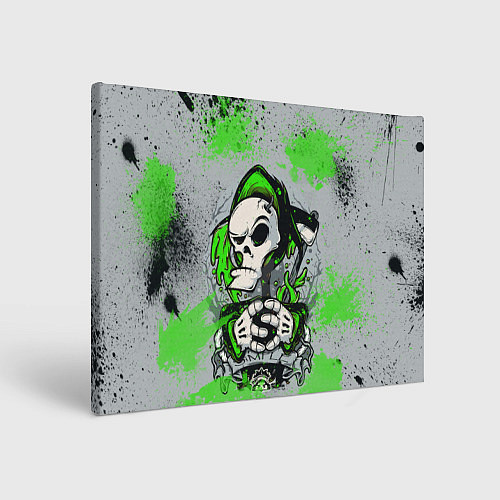 Картина прямоугольная Slipknot скелет green / 3D-принт – фото 1