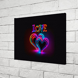 Холст прямоугольный Love - неоновые сердца, цвет: 3D-принт — фото 2