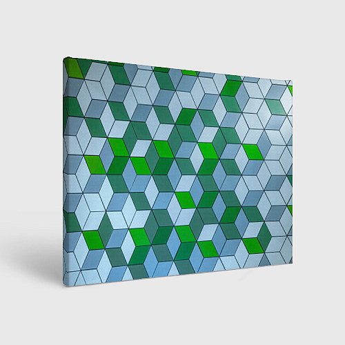 Картина прямоугольная Зелёные и серые абстрактные кубы с оптической иллю / 3D-принт – фото 1