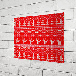 Холст прямоугольный Рождественский красный свитер с оленями, цвет: 3D-принт — фото 2