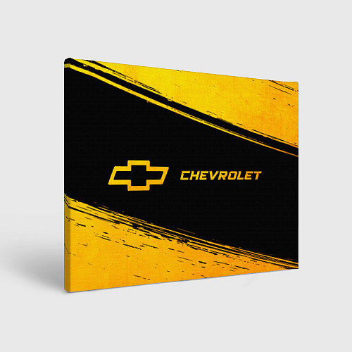 Картина прямоугольная Chevrolet - gold gradient: надпись и символ / 3D-принт – фото 1