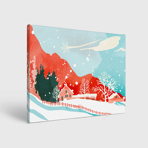 Картина прямоугольная Зимние новогодние горы / 3D-принт – фото 1