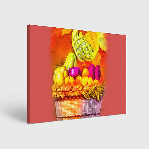 Картина прямоугольная Спелые фрукты и овощи в плетеной корзине / 3D-принт – фото 1