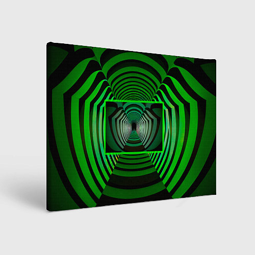 Картина прямоугольная Зелёный туннель - оптическая иллюзия / 3D-принт – фото 1