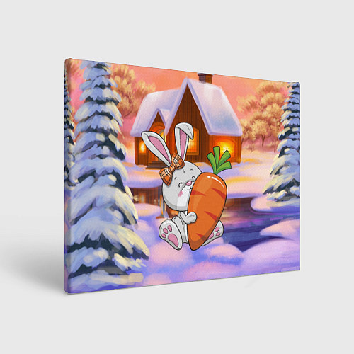 Картина прямоугольная Зайчик с большой морковью / 3D-принт – фото 1