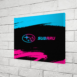 Холст прямоугольный Subaru - neon gradient: надпись и символ, цвет: 3D-принт — фото 2