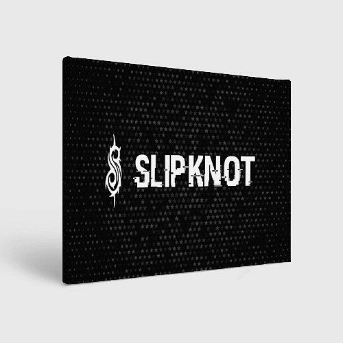 Картина прямоугольная Slipknot glitch на темном фоне: надпись и символ / 3D-принт – фото 1